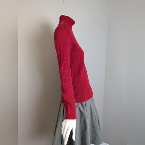 90s Ralph Lauren Ribbed turtleneck Red with logo size L - Picture 4 of 9